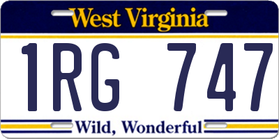 WV license plate 1RG747