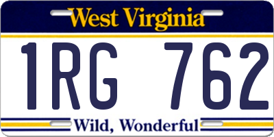 WV license plate 1RG762
