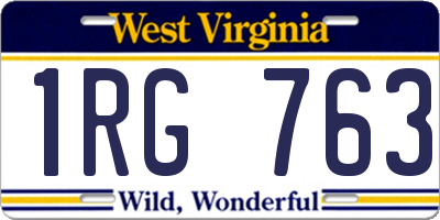 WV license plate 1RG763