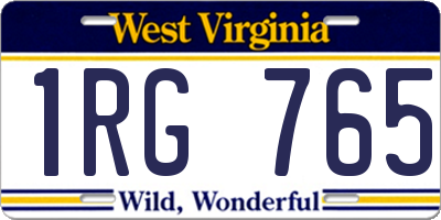 WV license plate 1RG765