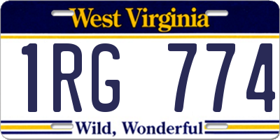 WV license plate 1RG774