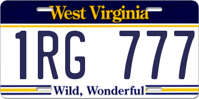 WV license plate 1RG777