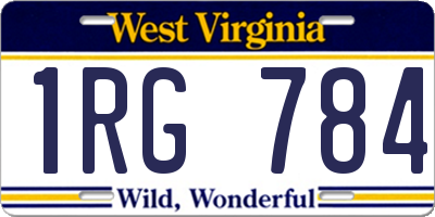 WV license plate 1RG784