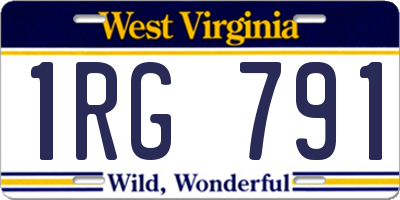 WV license plate 1RG791