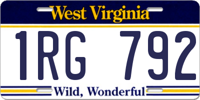 WV license plate 1RG792