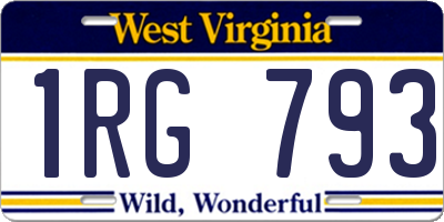 WV license plate 1RG793