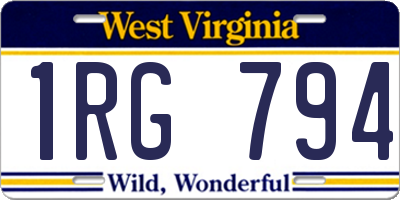 WV license plate 1RG794