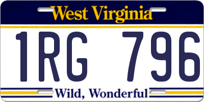 WV license plate 1RG796