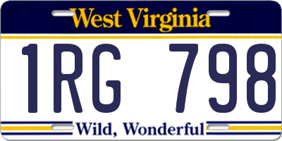 WV license plate 1RG798