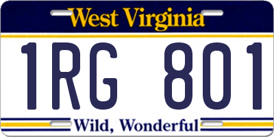 WV license plate 1RG801