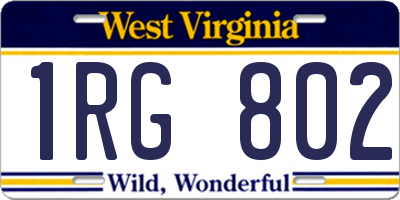 WV license plate 1RG802