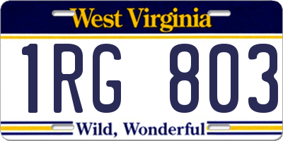 WV license plate 1RG803