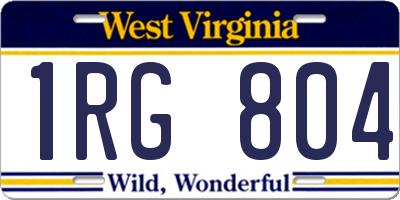 WV license plate 1RG804