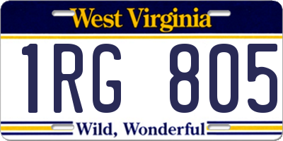 WV license plate 1RG805
