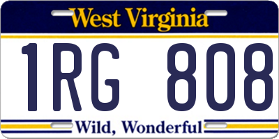 WV license plate 1RG808