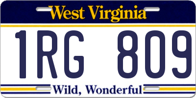 WV license plate 1RG809