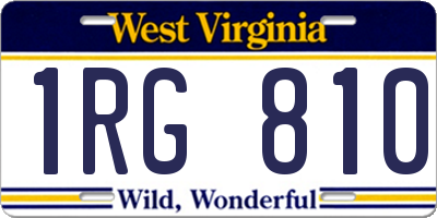 WV license plate 1RG810
