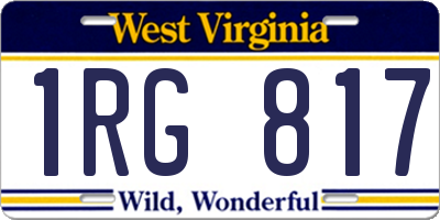 WV license plate 1RG817