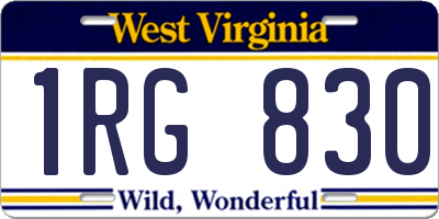 WV license plate 1RG830