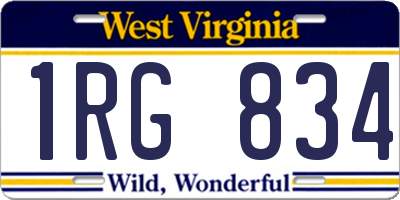 WV license plate 1RG834