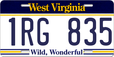 WV license plate 1RG835