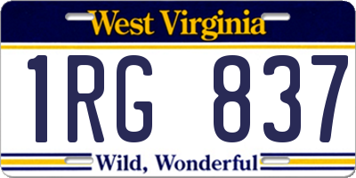 WV license plate 1RG837