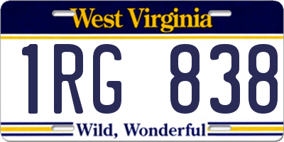 WV license plate 1RG838