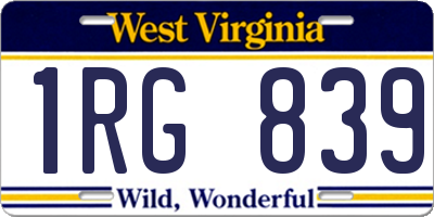WV license plate 1RG839