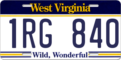 WV license plate 1RG840