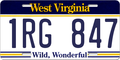 WV license plate 1RG847