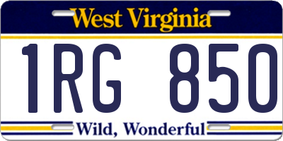 WV license plate 1RG850