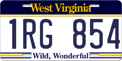 WV license plate 1RG854