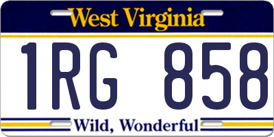 WV license plate 1RG858