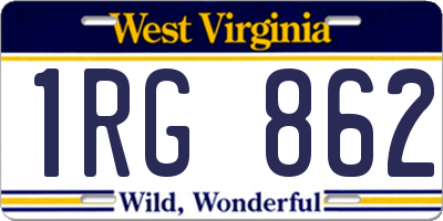 WV license plate 1RG862