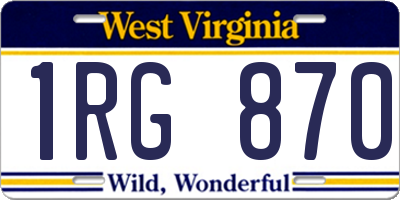 WV license plate 1RG870