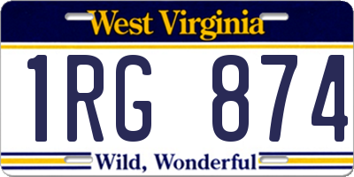 WV license plate 1RG874