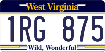 WV license plate 1RG875