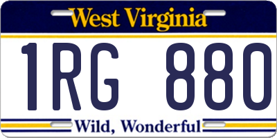 WV license plate 1RG880
