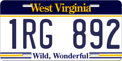 WV license plate 1RG892