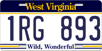 WV license plate 1RG893