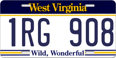 WV license plate 1RG908