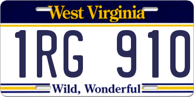 WV license plate 1RG910