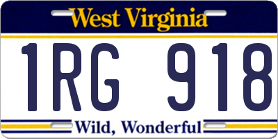 WV license plate 1RG918