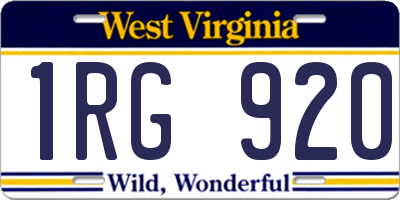 WV license plate 1RG920