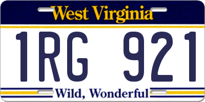 WV license plate 1RG921