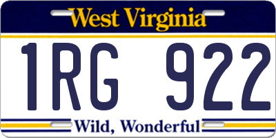 WV license plate 1RG922