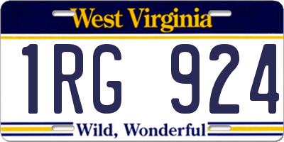 WV license plate 1RG924