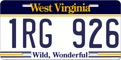 WV license plate 1RG926