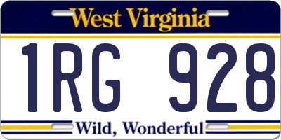 WV license plate 1RG928
