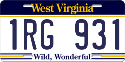WV license plate 1RG931